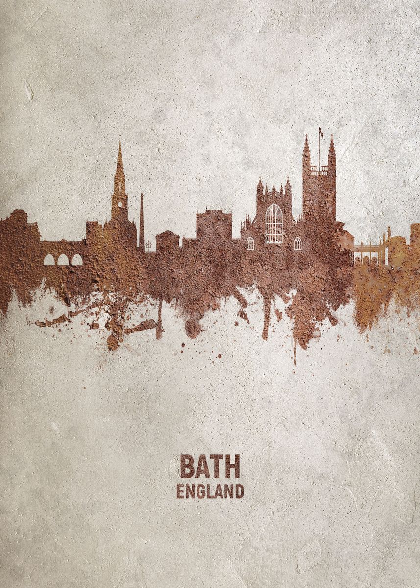 'Bath England Skyline' Poster, picture, metal print, paint by Michael ...
