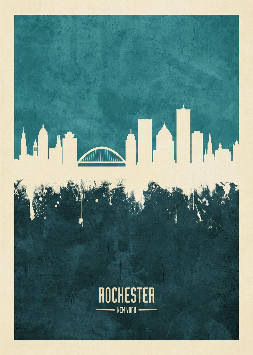 'Rochester New York Skyline' Poster by Michael Tompsett Displate