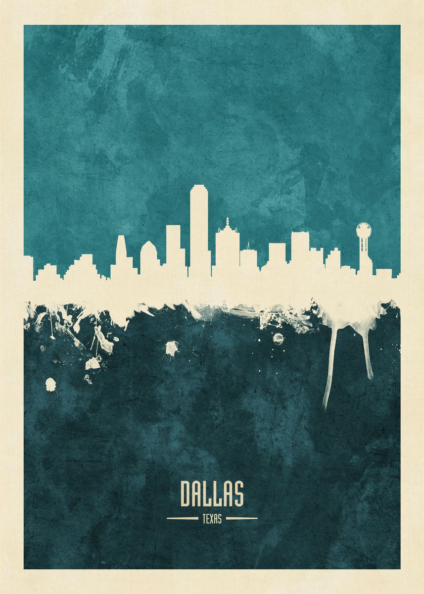 'Dallas Texas Skyline' Poster by Michael Tompsett | Displate