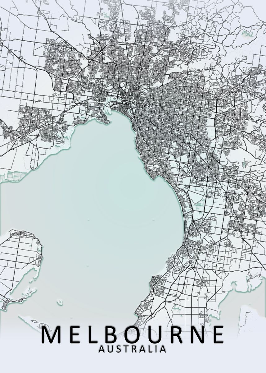 'Melbourne White City Map' Poster, picture, metal print, paint by City ...