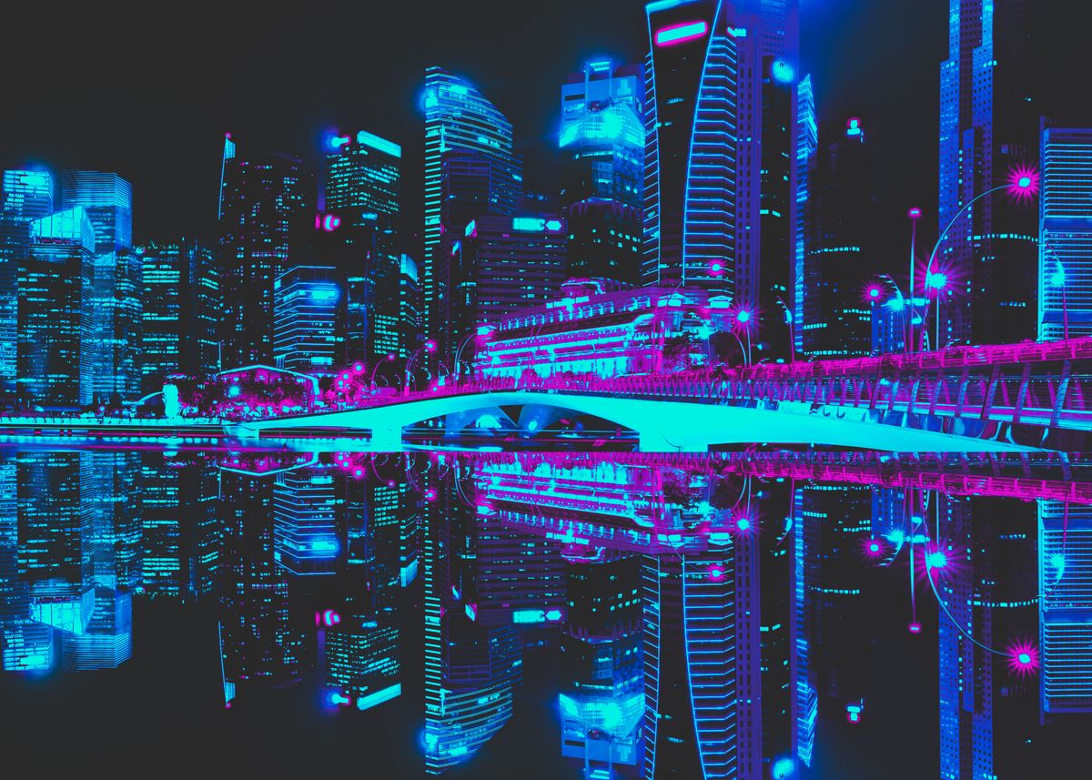 'Future Cyberpunk City' Poster by Visualz  | Displate