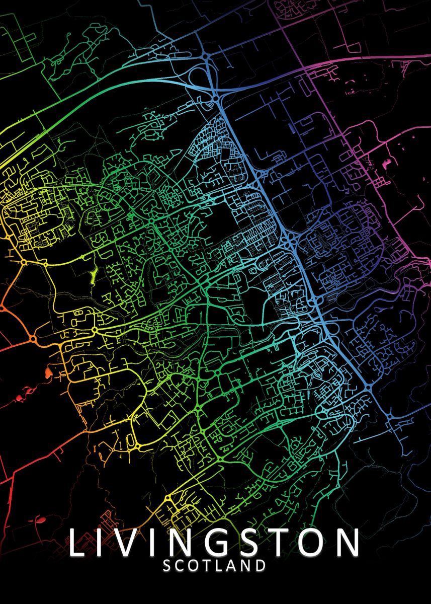 'Livingston Rainbow CityMap' Poster by City Map Art Prints | Displate