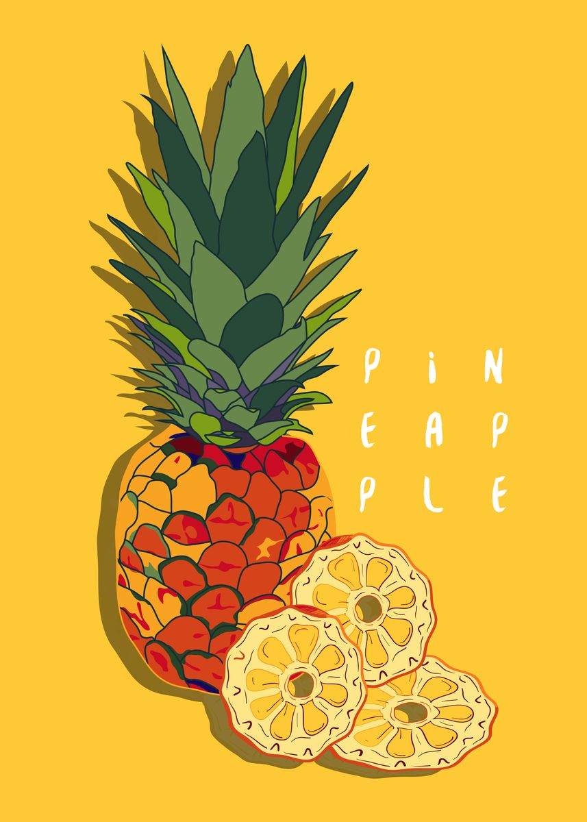 'Pineapple' Poster, picture, metal print, paint by Famenxt DB | Displate