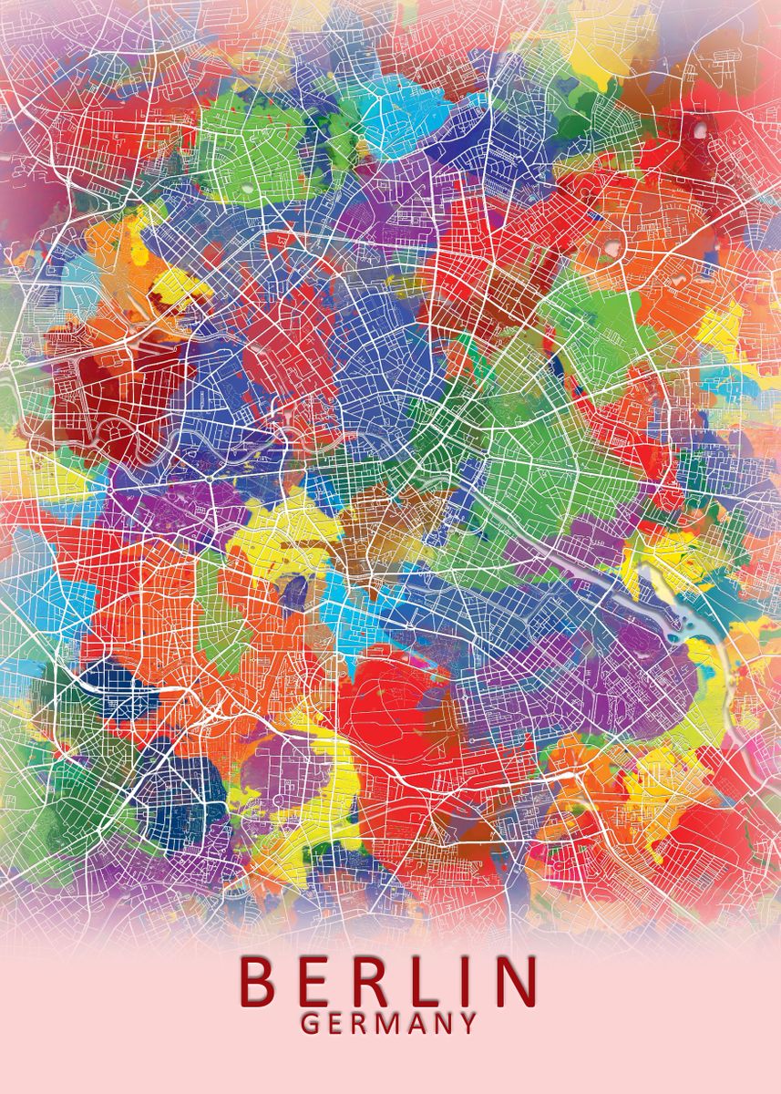 'Berlin Germany Splash City' Poster, picture, metal print, paint by ...