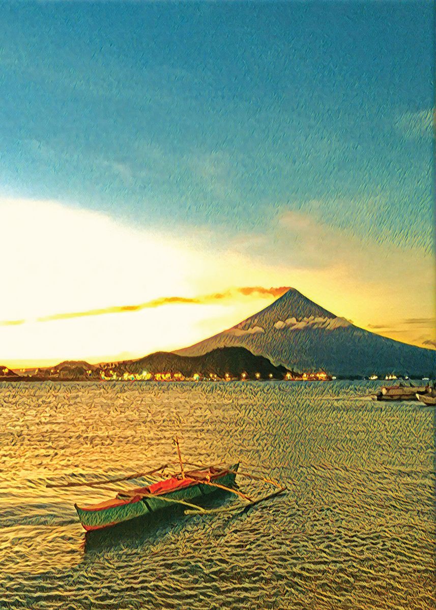 'Mayon Volcano at Dusk' Poster, picture, metal print, paint by Arnaldo ...