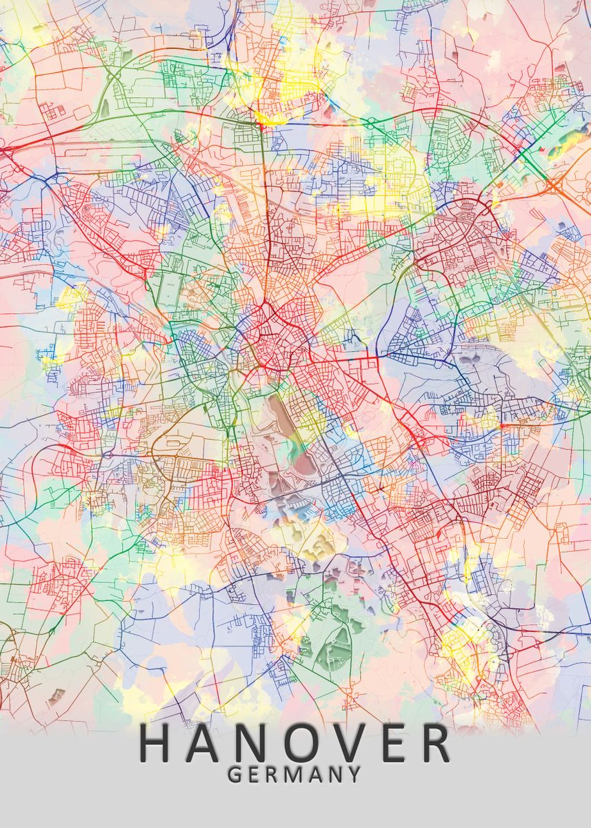 'Hanover Germany City Map' Poster, picture, metal print, paint by City ...