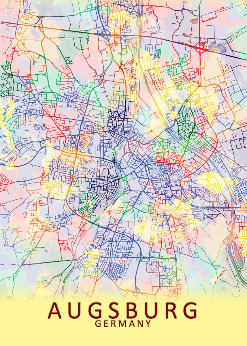 'Augsburg Germany City Map' Poster by City Map Art Prints | Displate