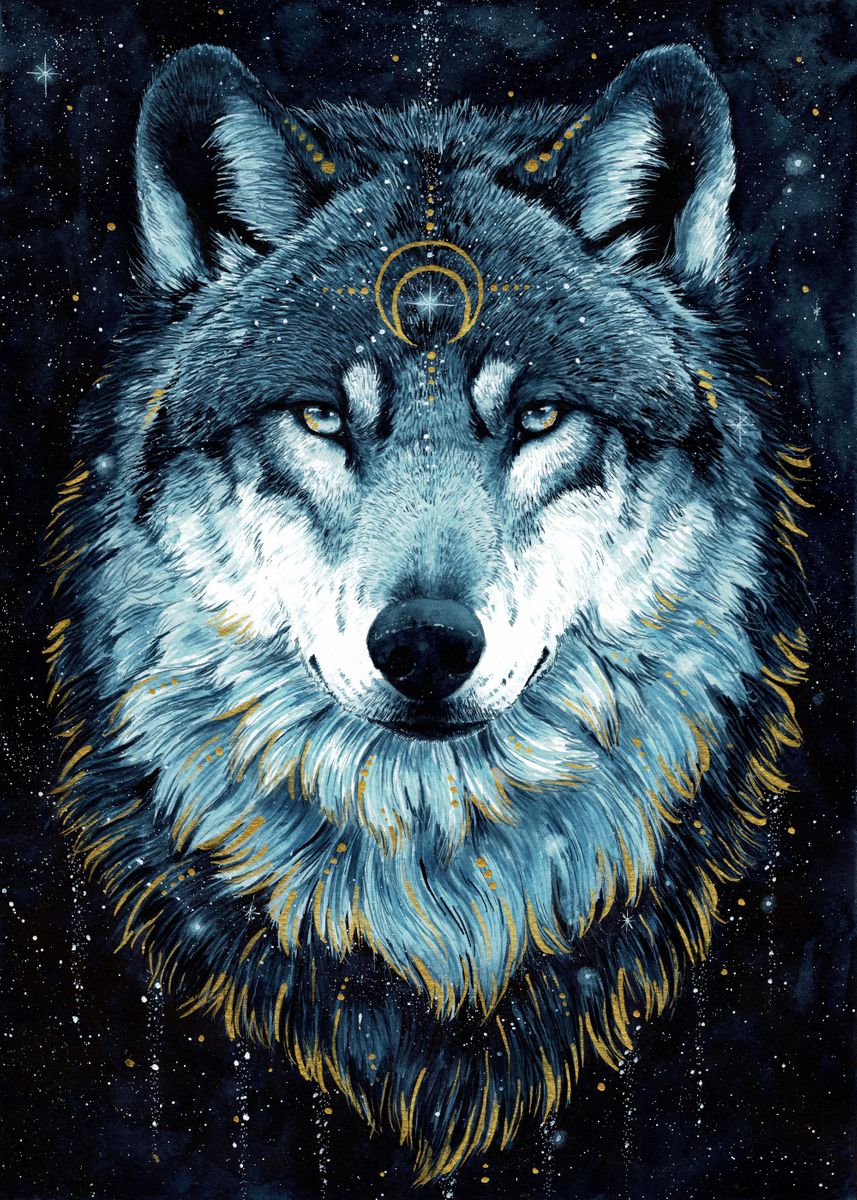 'In The Darkness Wolf ' Poster by Jonna Hyttinen | Displate