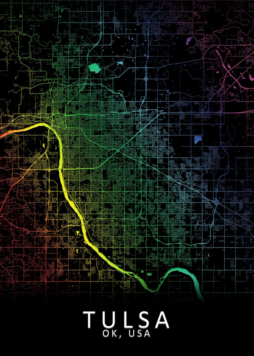 'Tulsa OK USA City Map' Poster, picture, metal print, paint by City Map ...