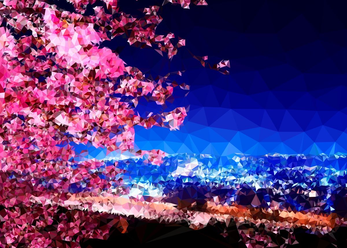 'Sakura Night Sky' Poster by Veronika Limonov | Displate