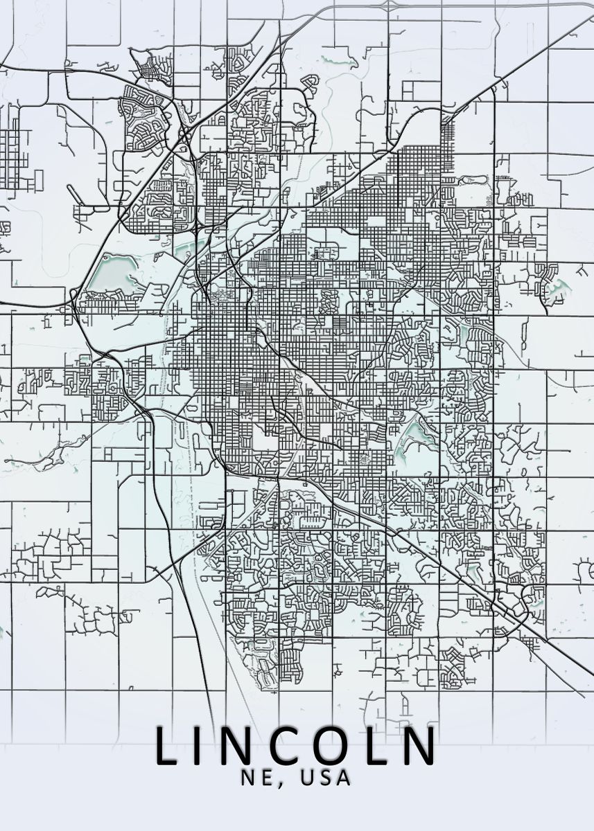 'Lincoln NE USA City Map' Poster by City Map Art Prints | Displate