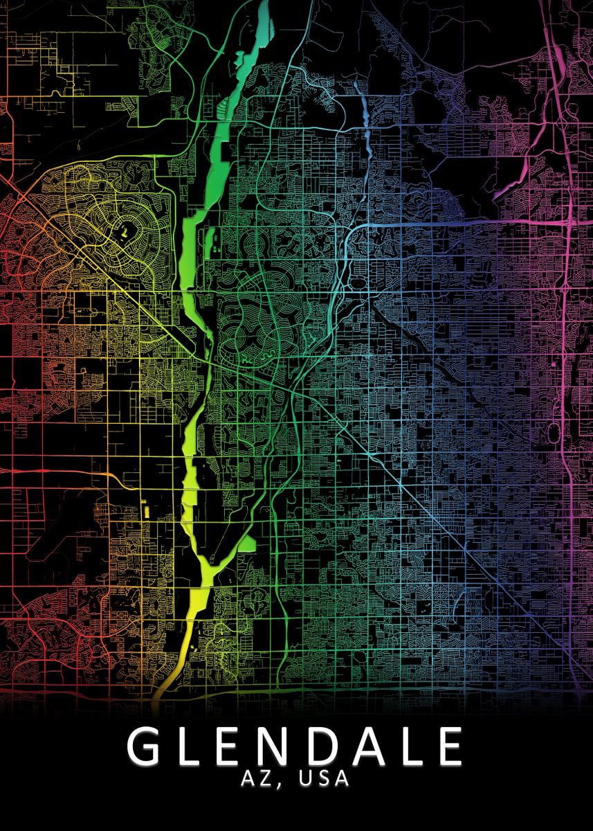 'Glendale AZ USA City Map' Poster by City Map Art Prints | Displate