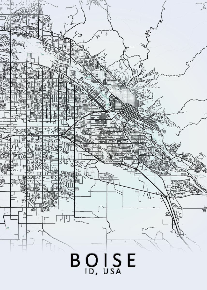 'Boise ID USA City Map' Poster, picture, metal print, paint by City Map ...