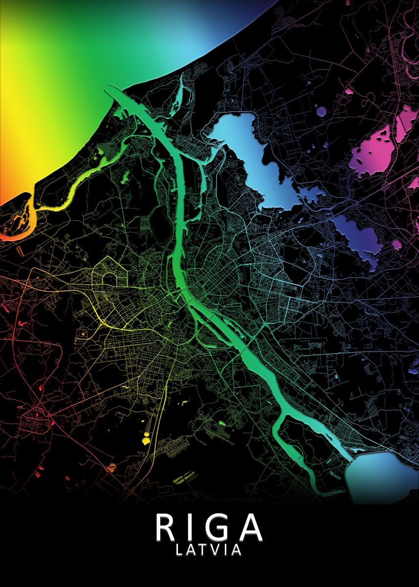 'Riga Latvia City Map' Poster, picture, metal print, paint by City Map ...