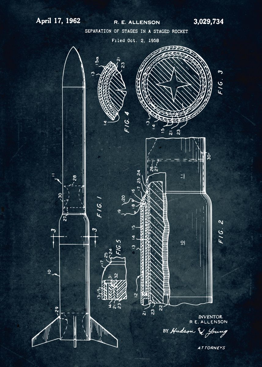 'No429 Staged Rocket separa' Poster, picture, metal print, paint by ...