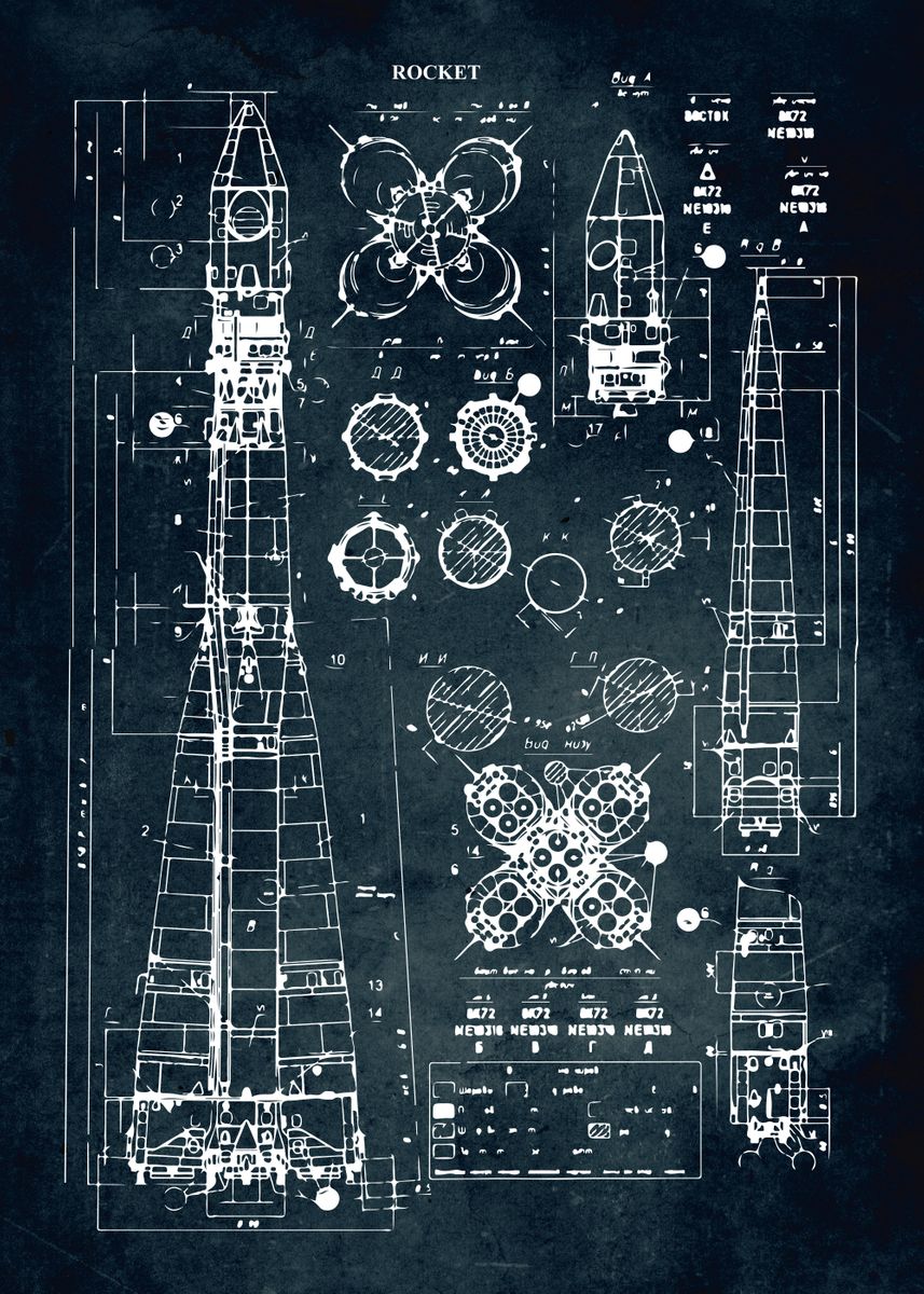 'No468 Rocket ' Poster, picture, metal print, paint by Xavier Vieira ...