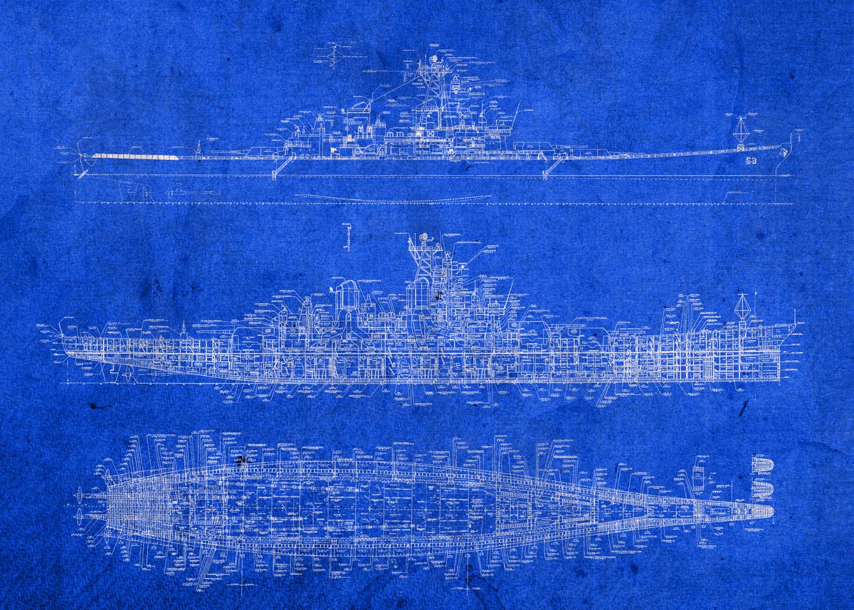 'USS Missouri Blueprints' Poster by Design Turnpike | Displate