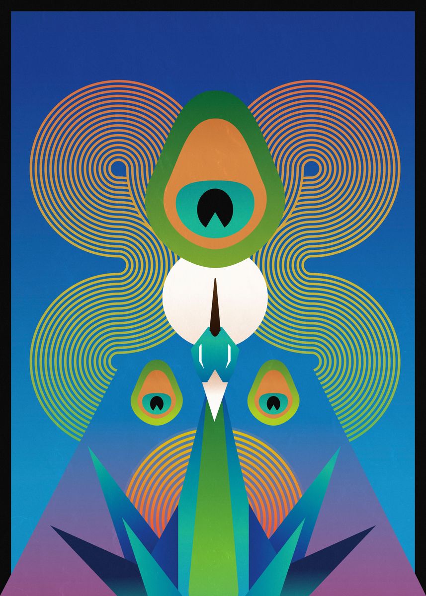 'Peacock Geometry' Poster, picture, metal print, paint by Benjamin Pay ...