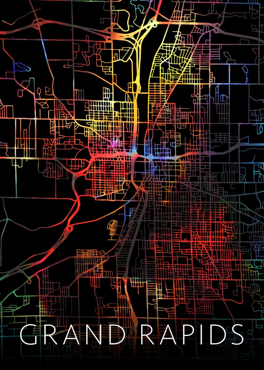 'Grand Rapids Michigan Map' Poster by Design Turnpike | Displate