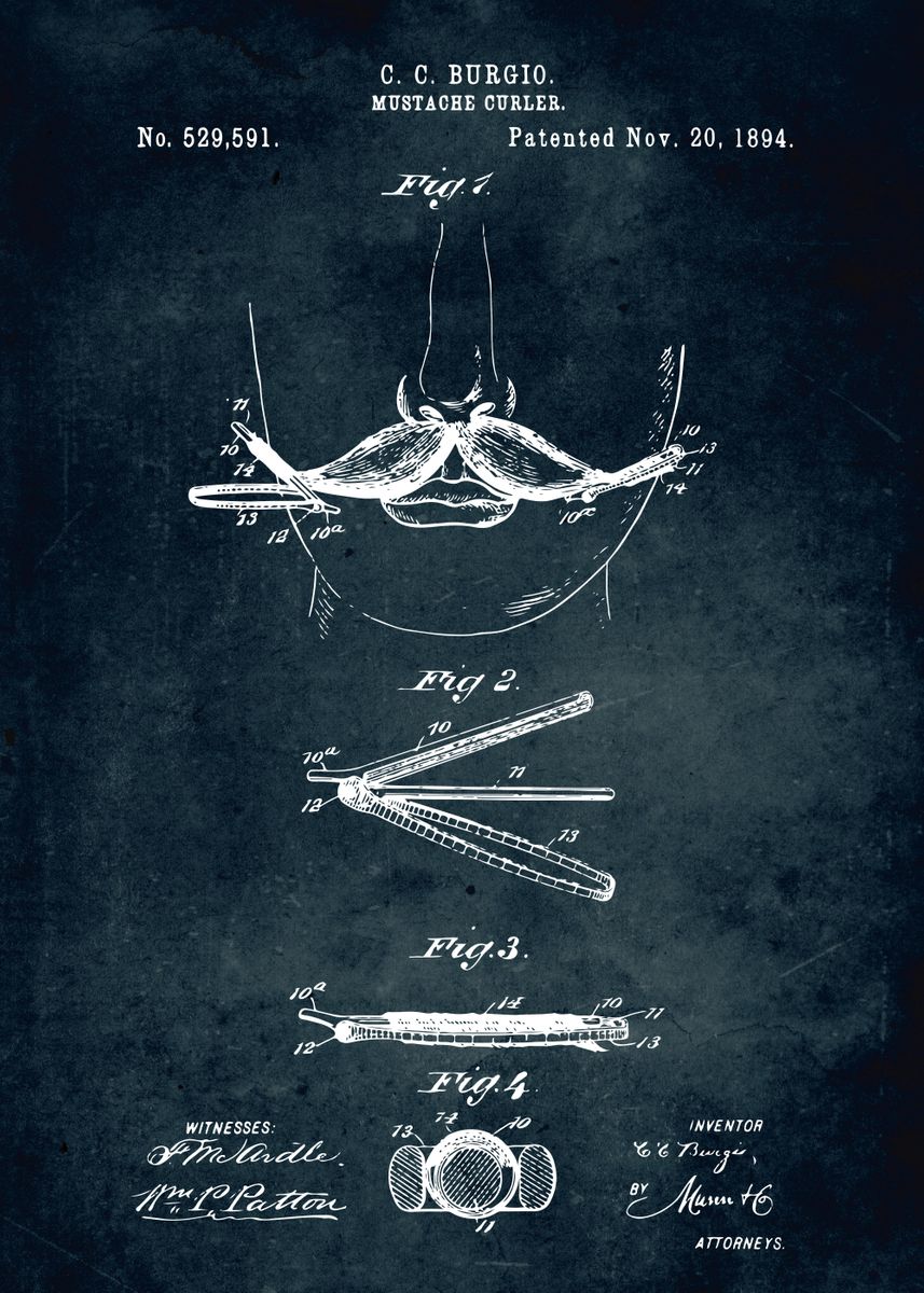 'No518 Mustache curler' Poster by Xavier Vieira Displate