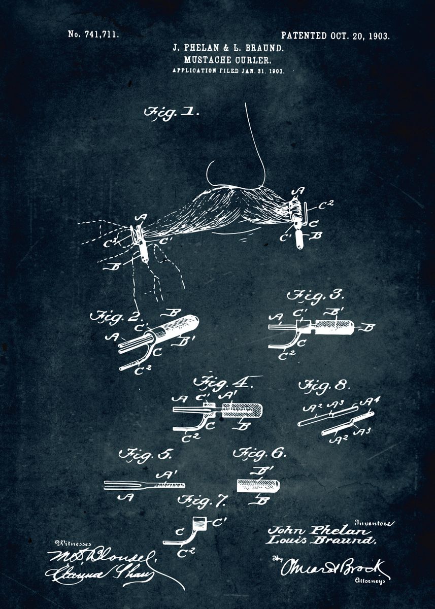 'No518 Mustache curler' Poster by Xavier Vieira Displate