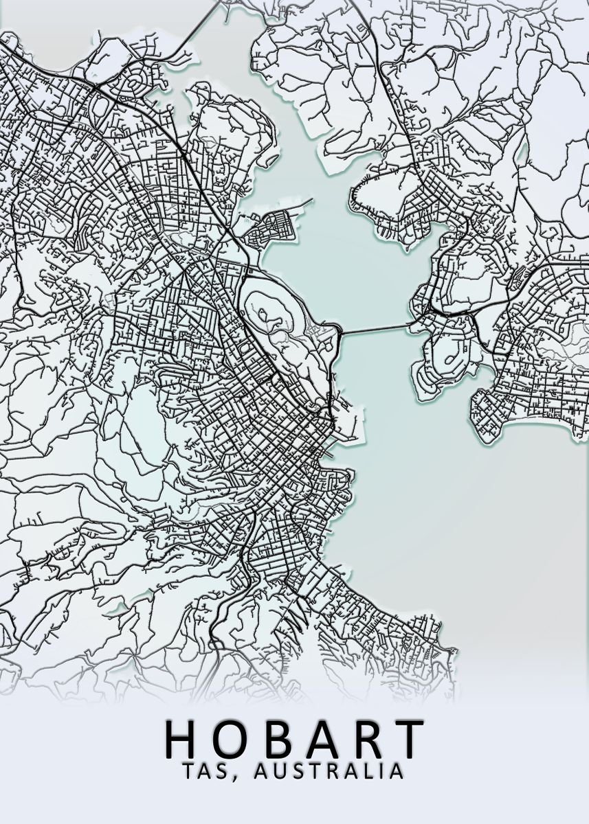 'Hobart Australia City Map' Poster, picture, metal print, paint by City ...