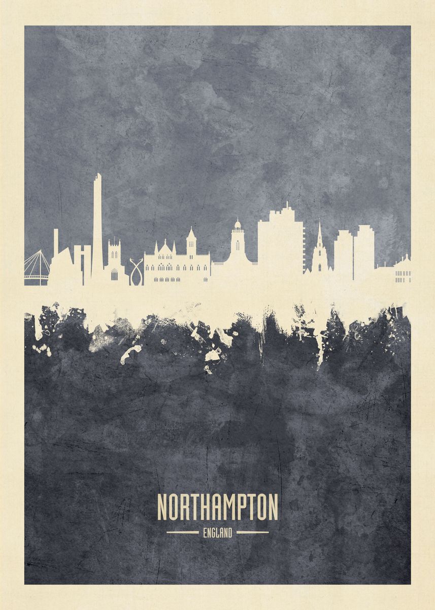 'Northampton Skyline' Poster by Michael Tompsett Displate