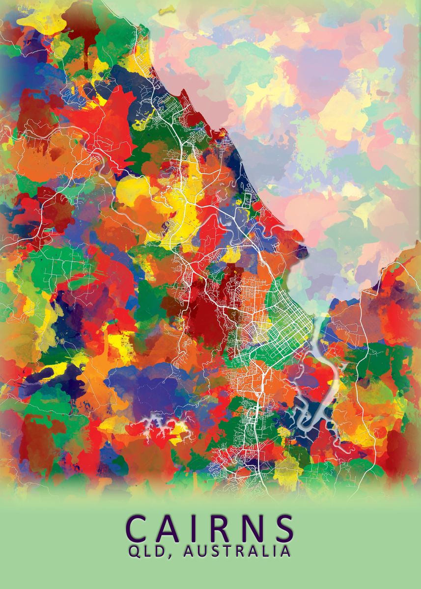 'Cairns Australia City Map' Poster by City Map Art Prints | Displate