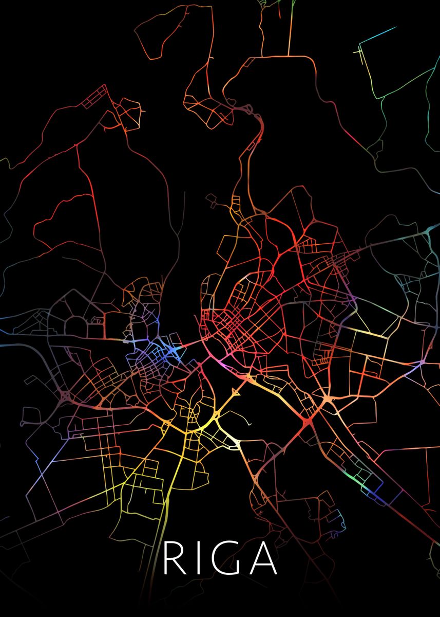 'Riga Latvia Watercolor Map' Poster, picture, metal print, paint by ...