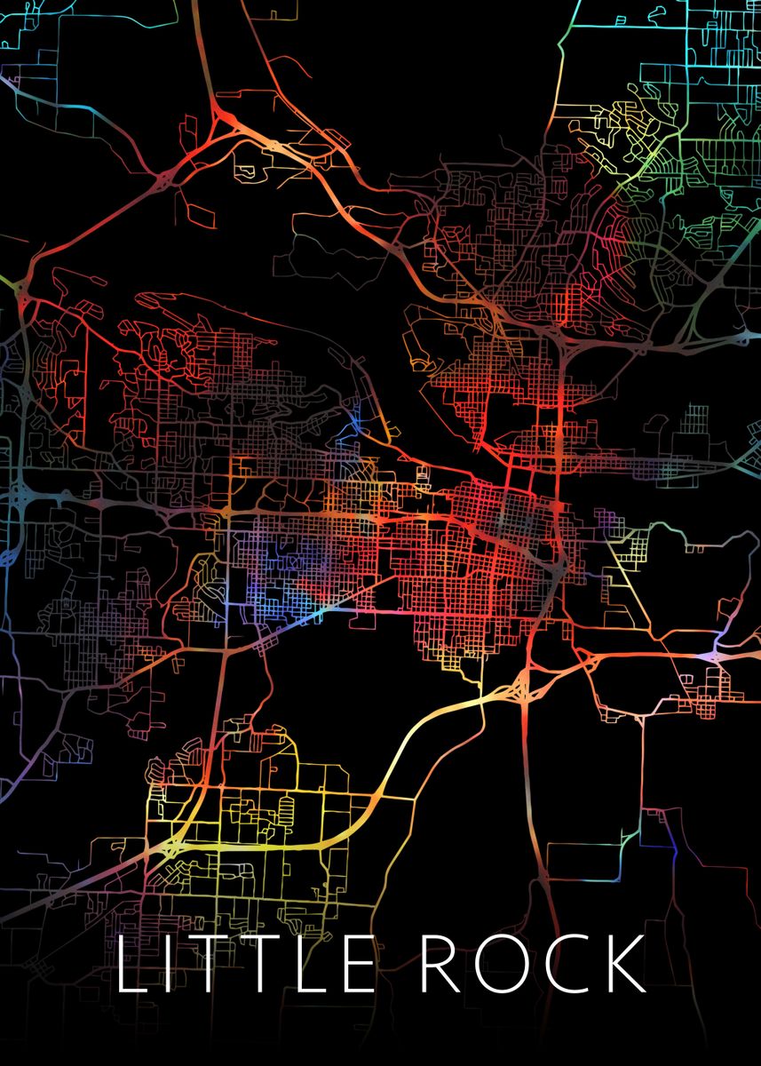 'little Rock Arkansas Map' Poster, Picture, Metal Print, Paint By 