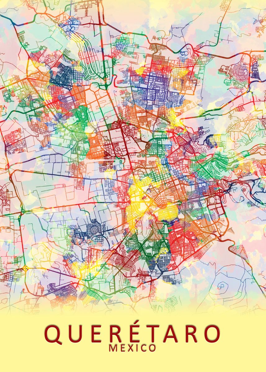 'Queretaro Mexico City Map' Poster by City Map Art Prints Displate
