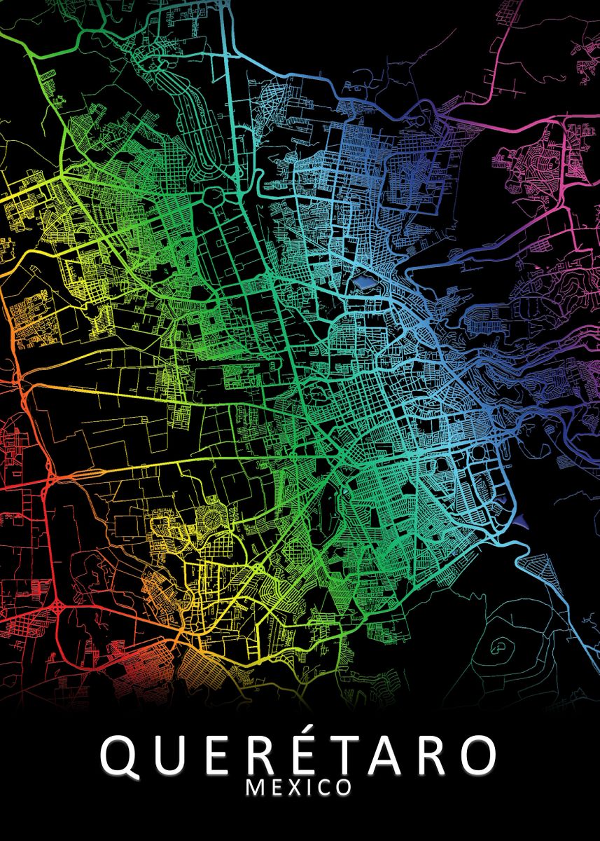 'Queretaro Mexico City Map' Poster by City Map Art Prints Displate
