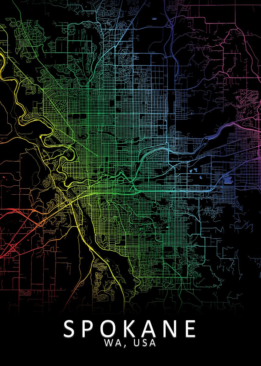 'Spokane WA USA City Map' Poster by City Map Art Prints | Displate