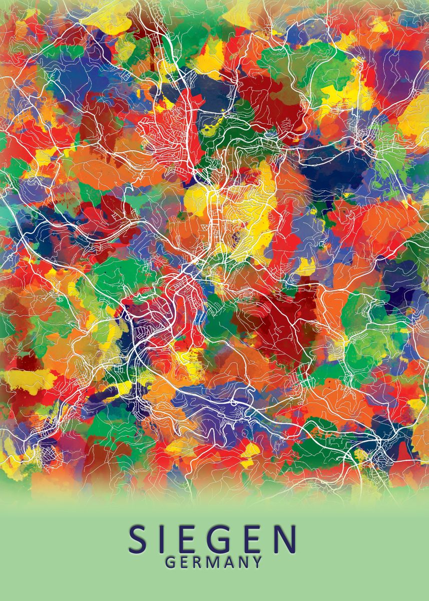 'Siegen Germany City Map' Poster, picture, metal print, paint by City ...