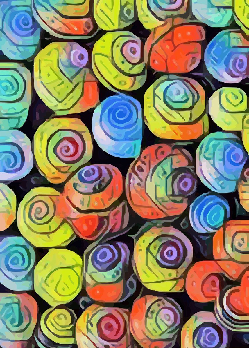 'Abstract snails ' Poster, picture, metal print, paint by AdiDsgn ...