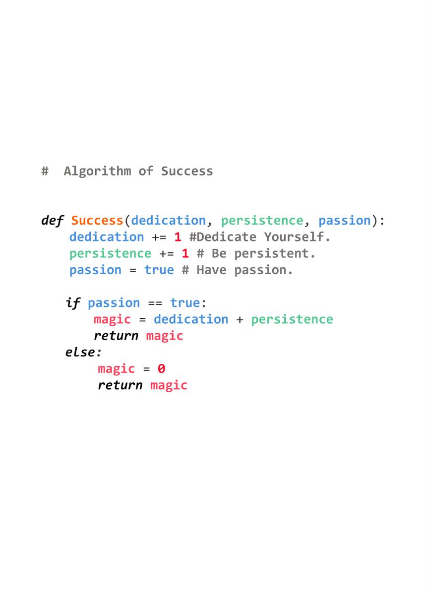 'Algorithm of Success Py3' Poster, picture, metal print, paint by ...