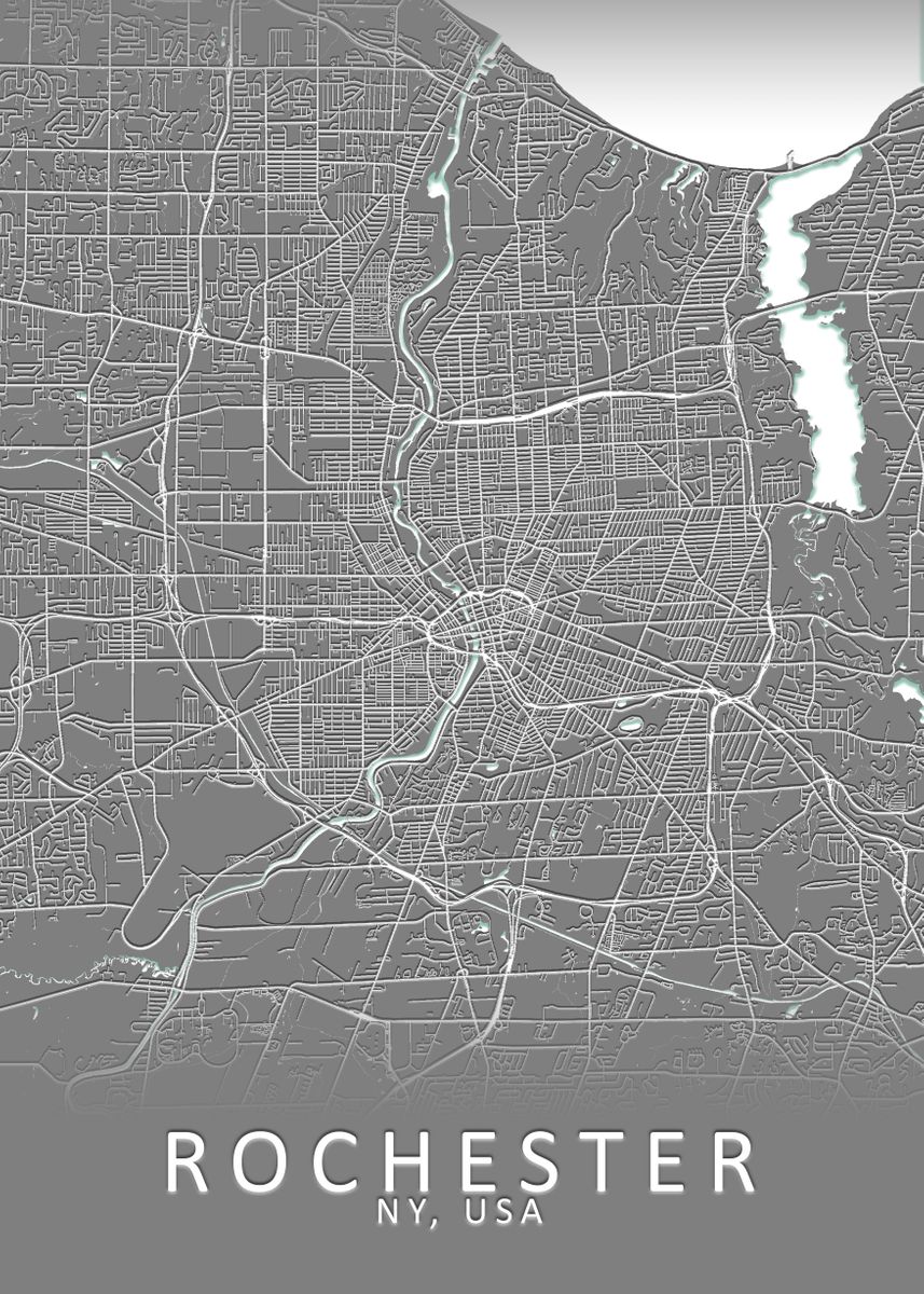 'Rochester USA City Map' Poster, picture, metal print, paint by City