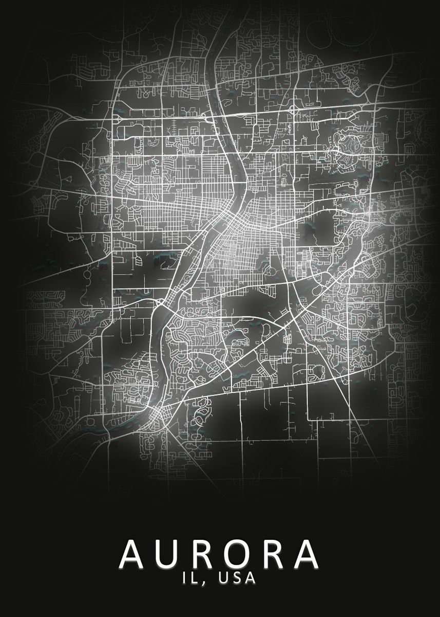 'Aurora IL USA City Map' Poster, picture, metal print, paint by City