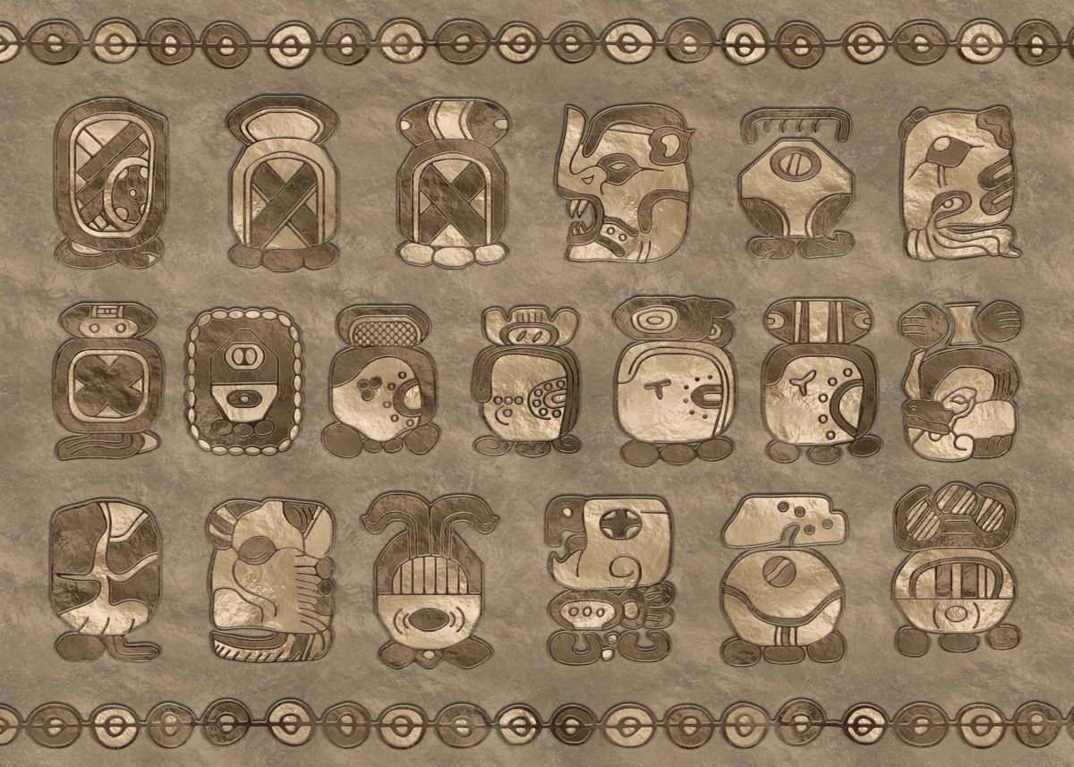 'Mayan Calendar Glyphs' Poster by Lioudmila Perry | Displate