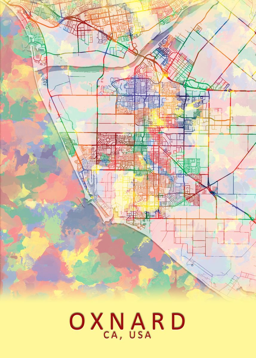 'Oxnard CA USA City Map' Poster, picture, metal print, paint by City ...