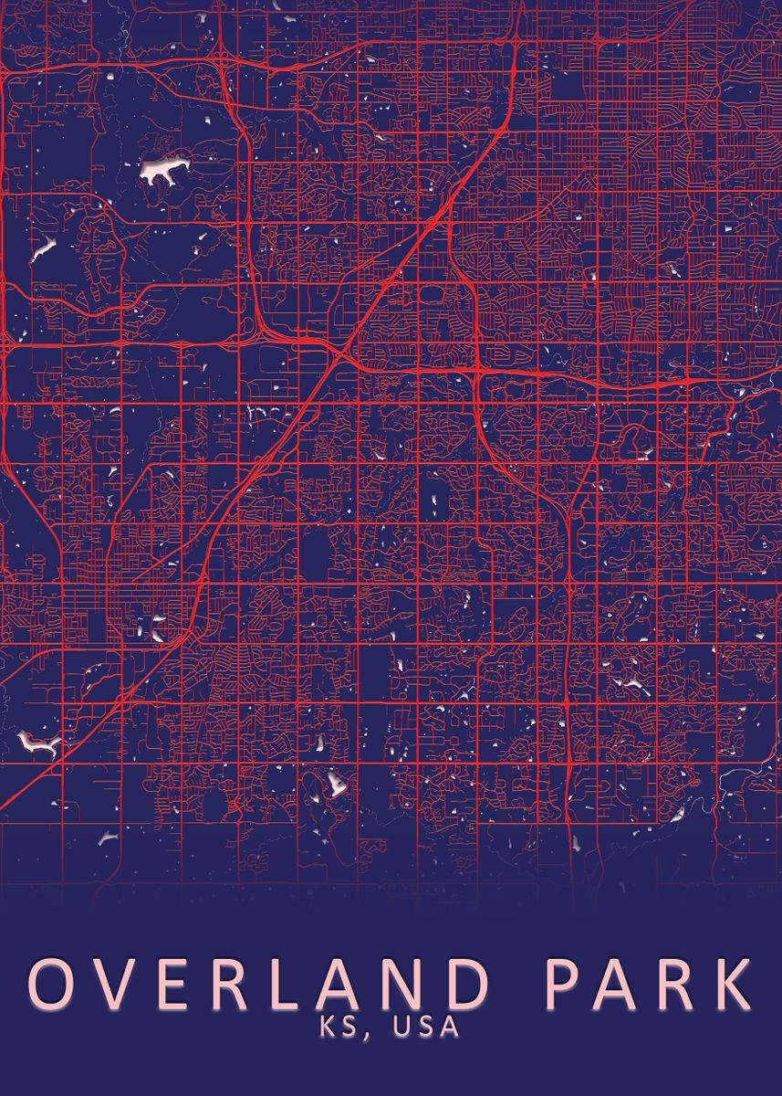 'Overland Park USA City Map' Poster by City Map Art Prints | Displate