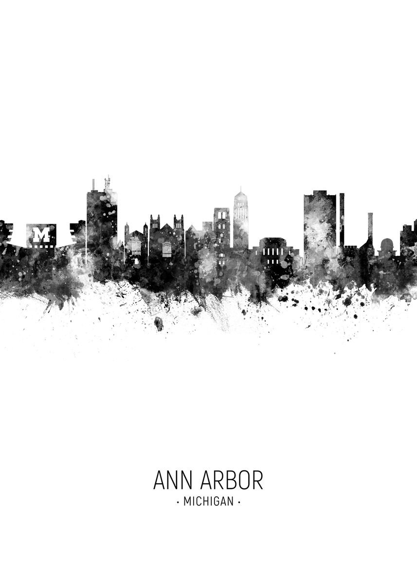 'Ann Arbor Michigan Skyline' Poster by Michael Tompsett | Displate