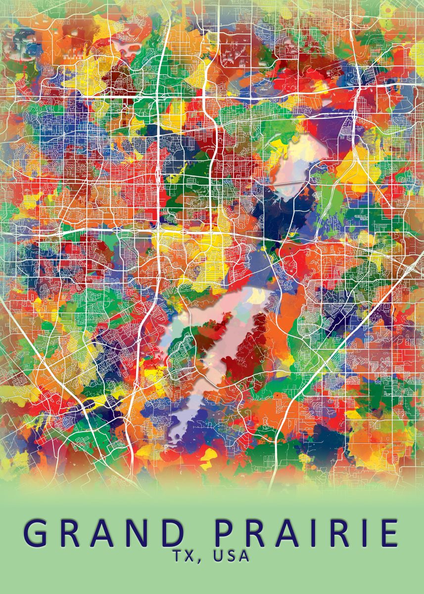 'Grand Prairie USA City Map' Poster by City Map Art Prints | Displate