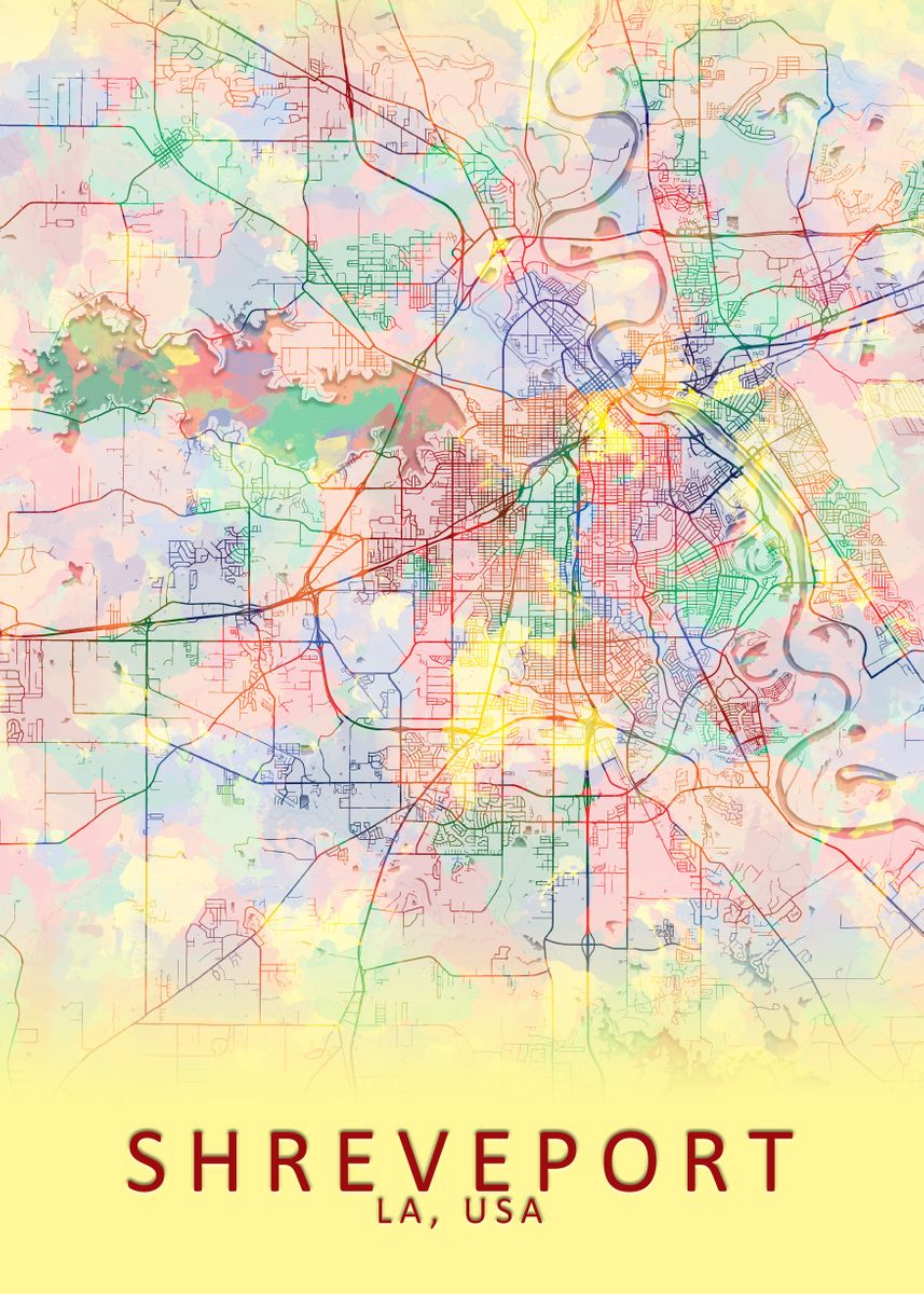 Shreveport LA USA City Map Poster By City Map Art Prints Displate 