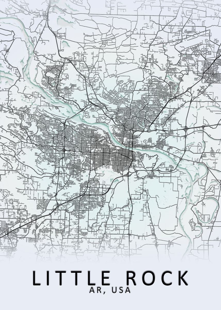 'Little Rock USA City Map' Poster, picture, metal print, paint by City ...