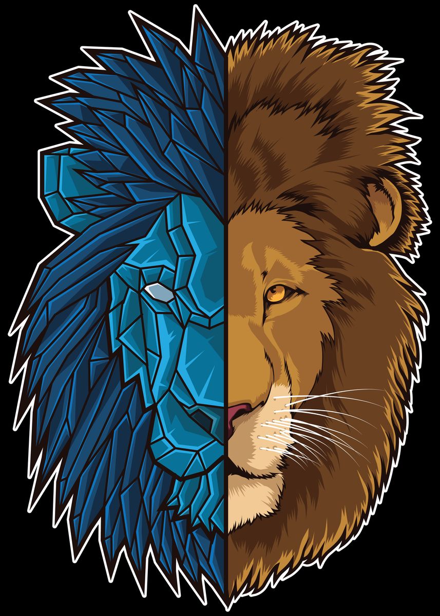 'Geometric Lion' Poster, picture, metal print, paint by Anziehend ...