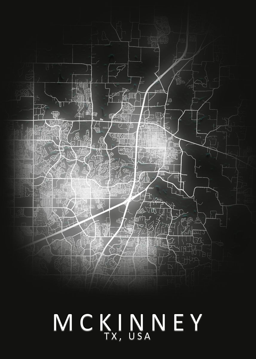 'McKinney TX USA City Map' Poster, picture, metal print, paint by City Map Art Prints | Displate