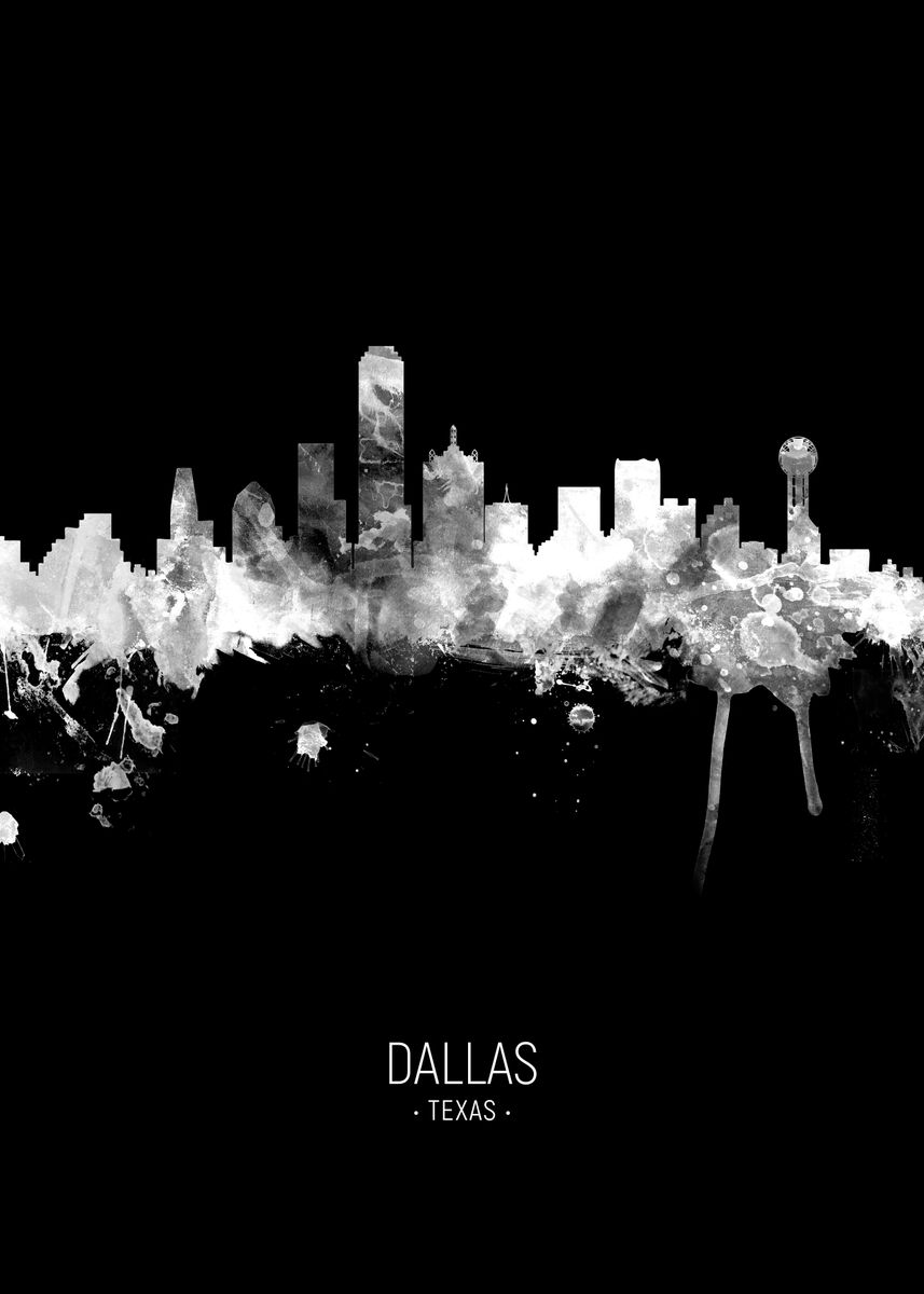 'Dallas Texas Skyline' Poster by Michael Tompsett | Displate