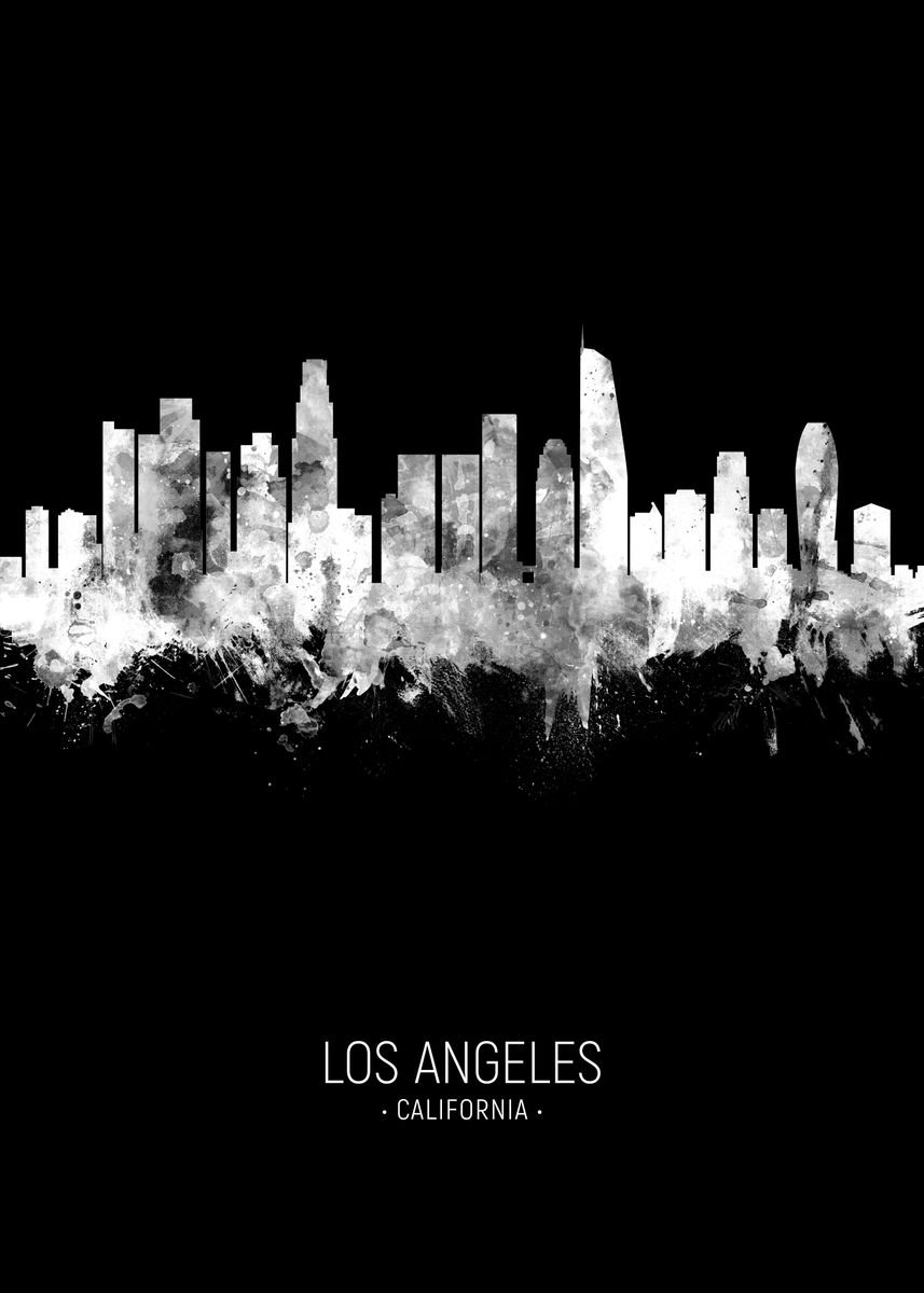 'Los Angeles Skyline' Poster, picture, metal print, paint by Michael ...