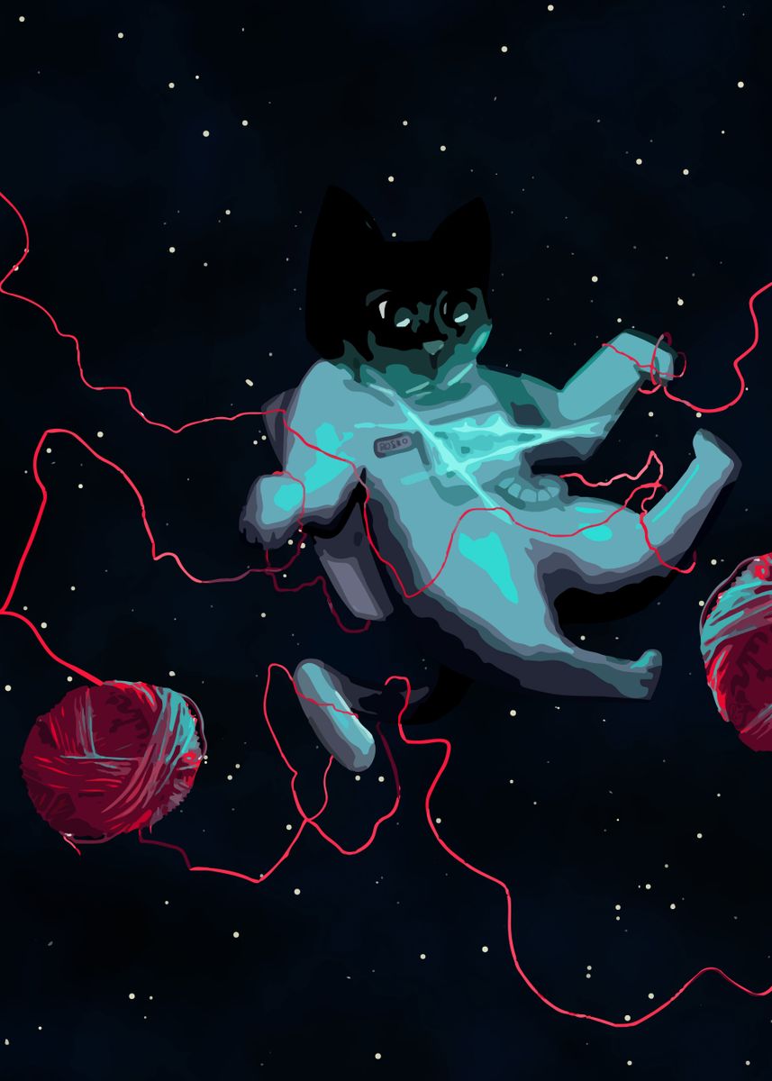 #39 Space Cat #39 Poster picture metal print paint by Robbie Weston Displate